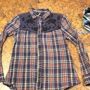 Free People. Madras western shirt. Size M